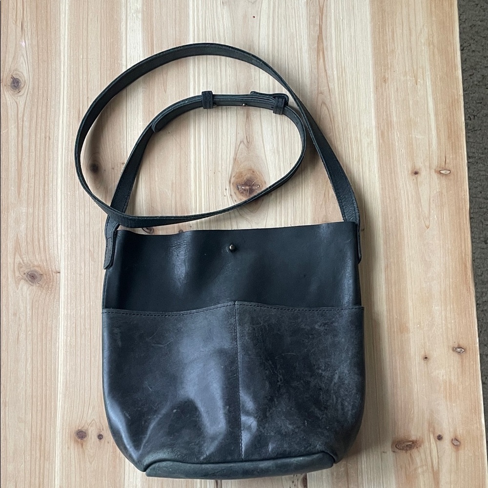 ABLE Sealem Classic Black Leather Crossbody Bag